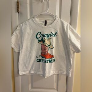 Cowgirl Christmas boxy crop tee